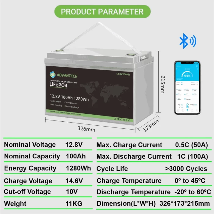 Batería Lifepo4 12V100AH - Especificaciones