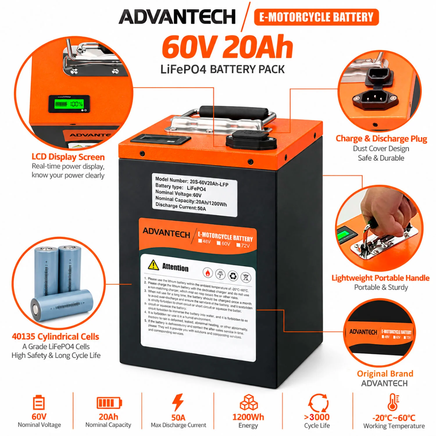 Batería Lifepo4 60V20AH - Características